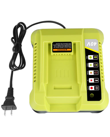 KUNLUN OP401 charger front view showing compact design for Ryobi 40V batteries