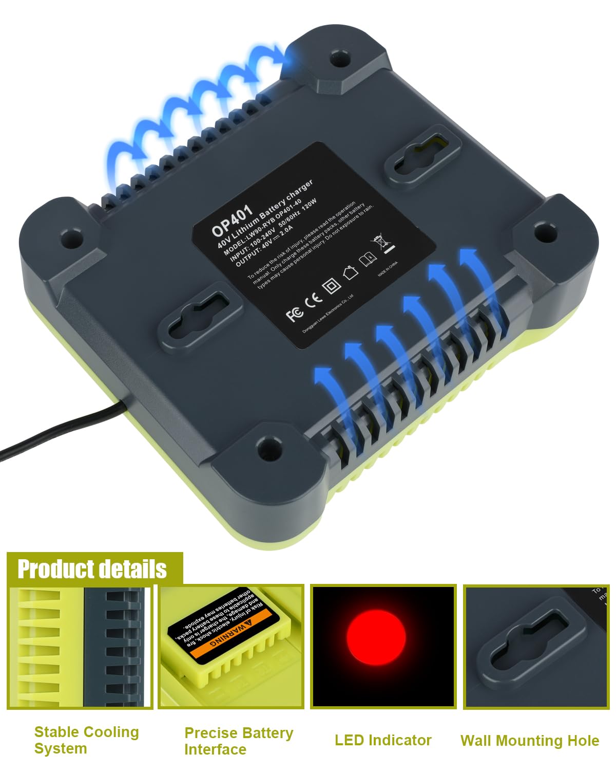 Charging in about 3 hours or less for Ryobi 40V packs