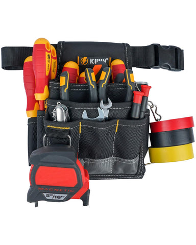 KUNN electrician tool pouch with 13 pockets for essential hand tools.
