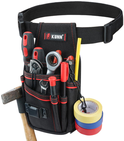 KUNN electrician tool pouch with 7 pockets showing organized storage and tool access