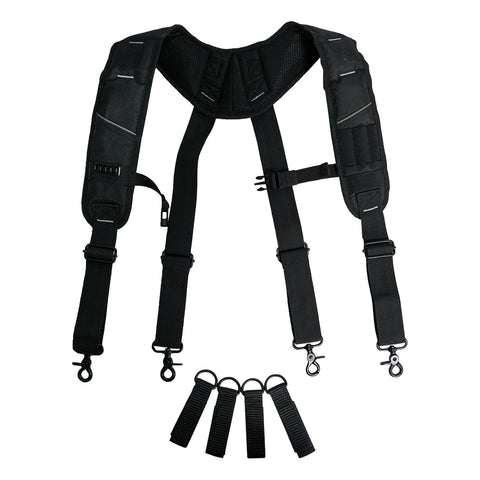 KUNN tool belt suspenders front view with balanced load for all-day comfort