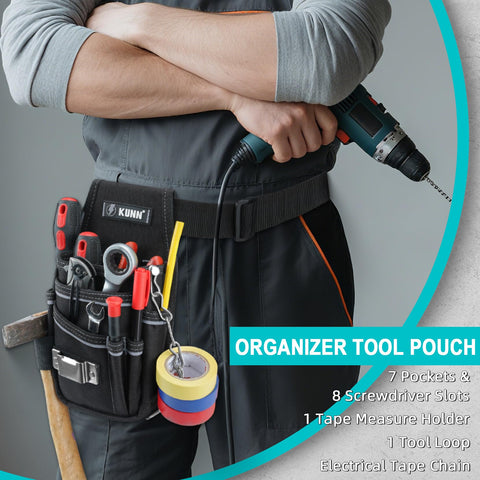 KUNN Tool Pouch screwdriver slots provide fast access for electricians