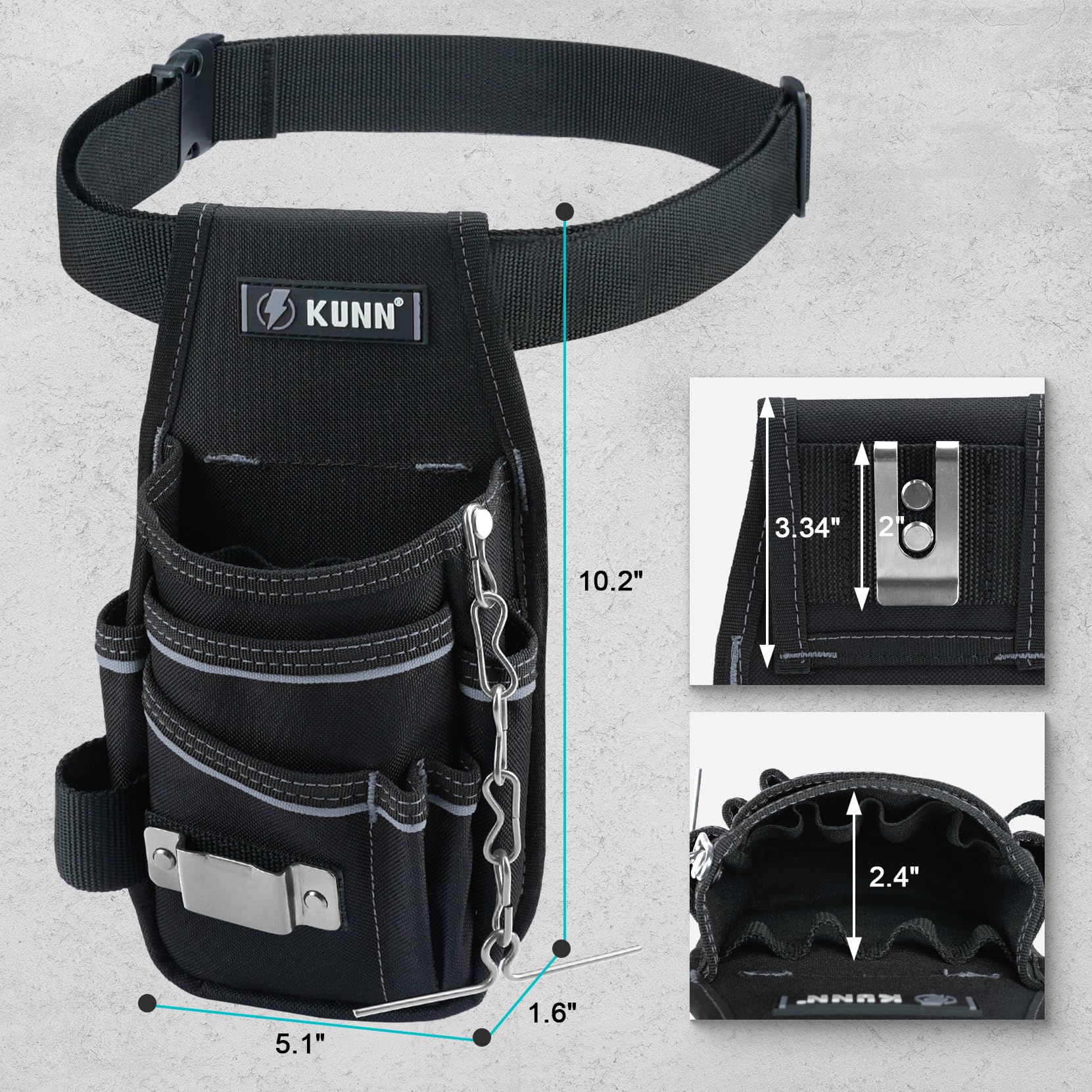 KUNN Tool Pouch tape measure holder keeps measure within reach