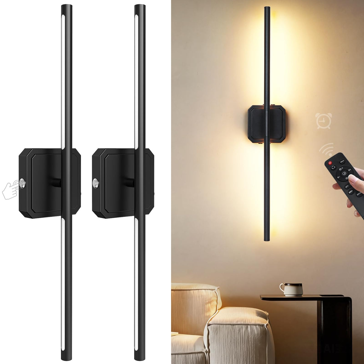 KunruiTAI battery-operated wall sconces in a 2-pack for versatile room lighting
