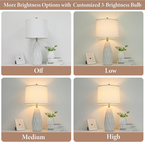 KunruiTAI bedside lamp with included LED bulbs for easy setup