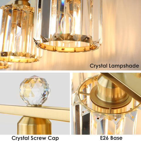 Clear crystal glass shade on KunruiTAI light for radiant bathroom illumination