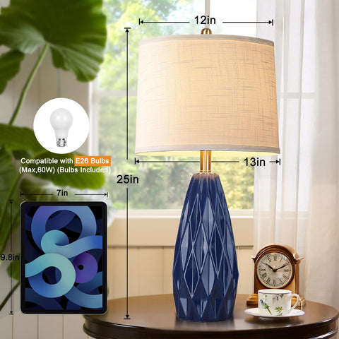 KunruiTAI geometric ceramic shade provides soft, even lighting for bedside use.