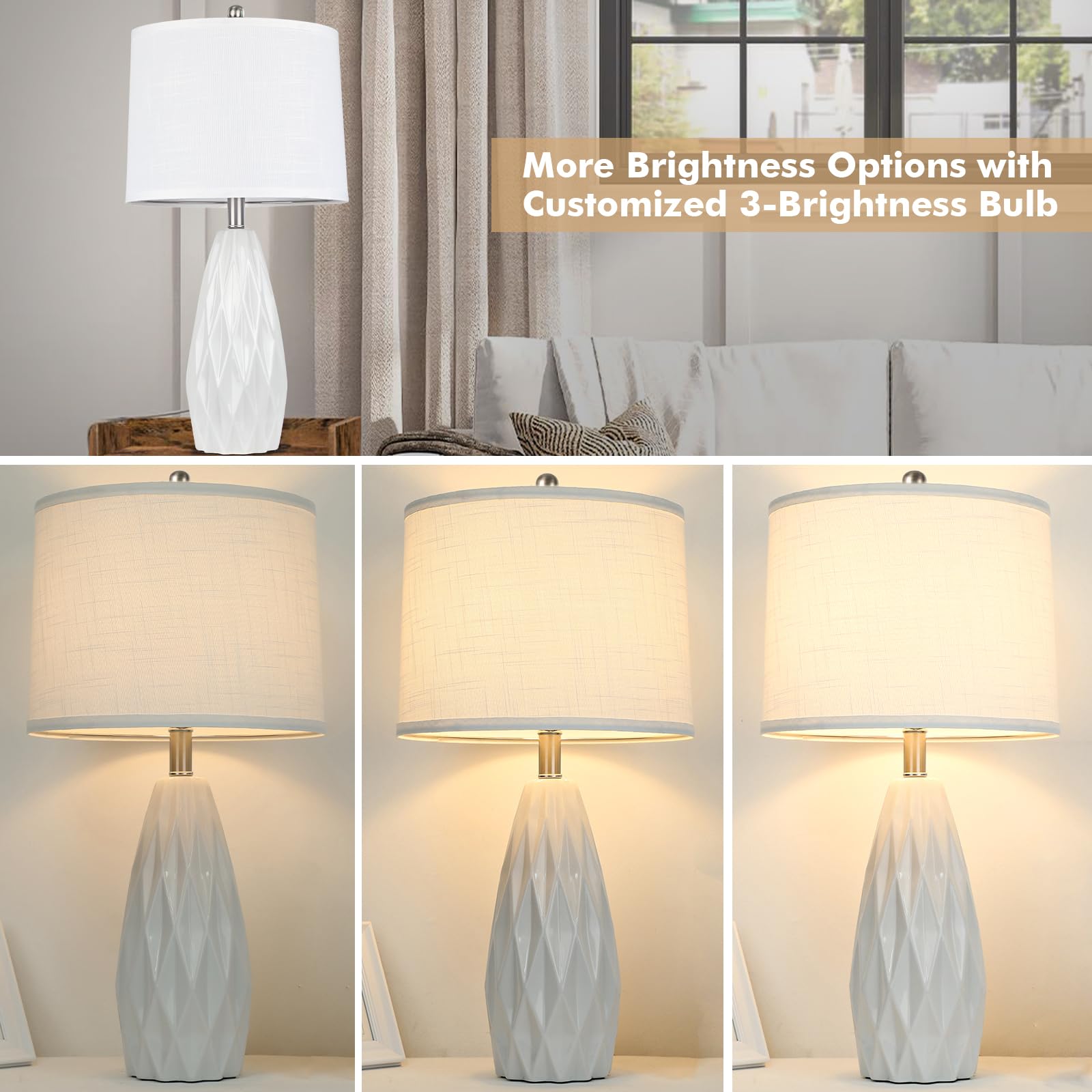KunruiTAI table lamp with non-slip base for stable placement