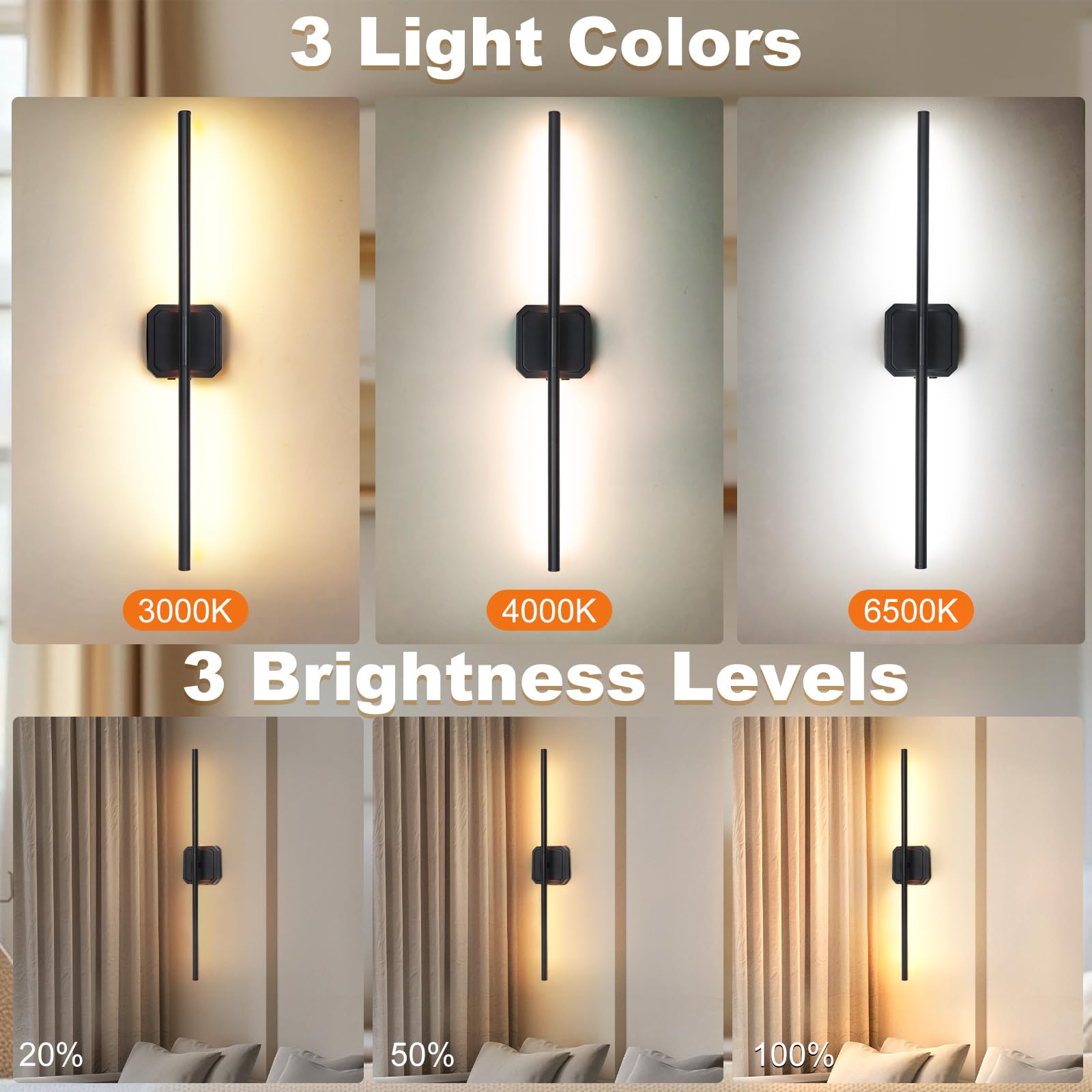 KunruiTAI remote-control wall sconce enabling quick brightness and color adjustments