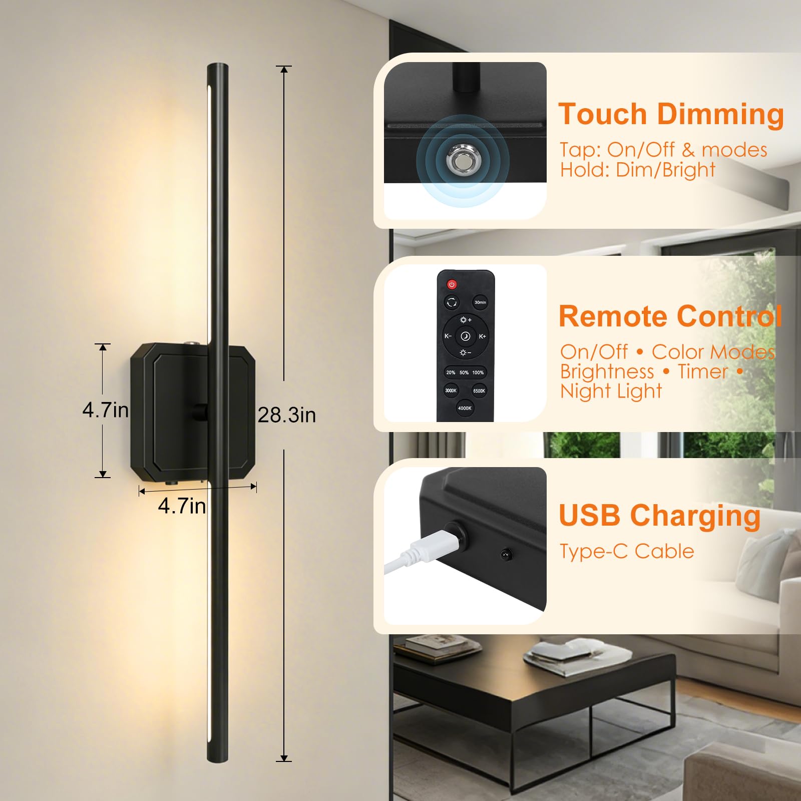 KunruiTAI timer-equipped wall sconce for cozy, timed lighting cues