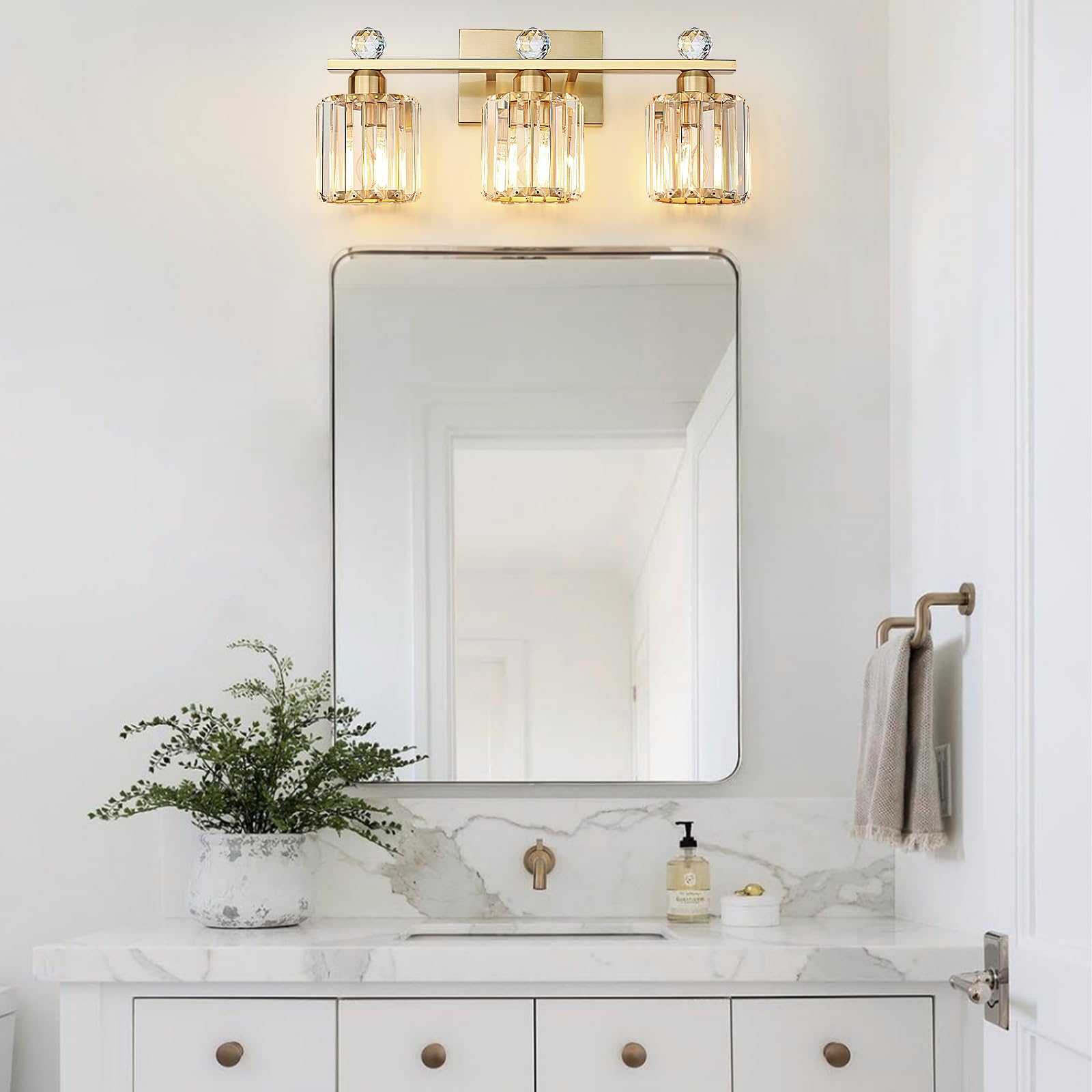 KunruiTAI wall sconce near a mirror for dressing and grooming