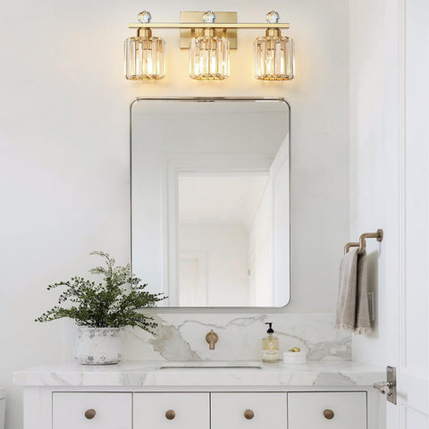 KunruiTAI wall sconce near a mirror for dressing and grooming