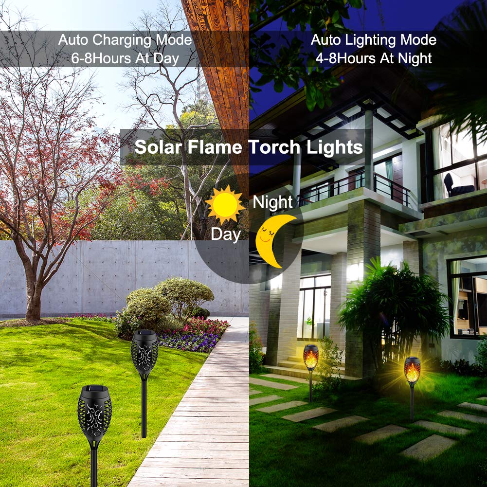 Kurifier torch lights with spikes and poles ready for easy garden installation