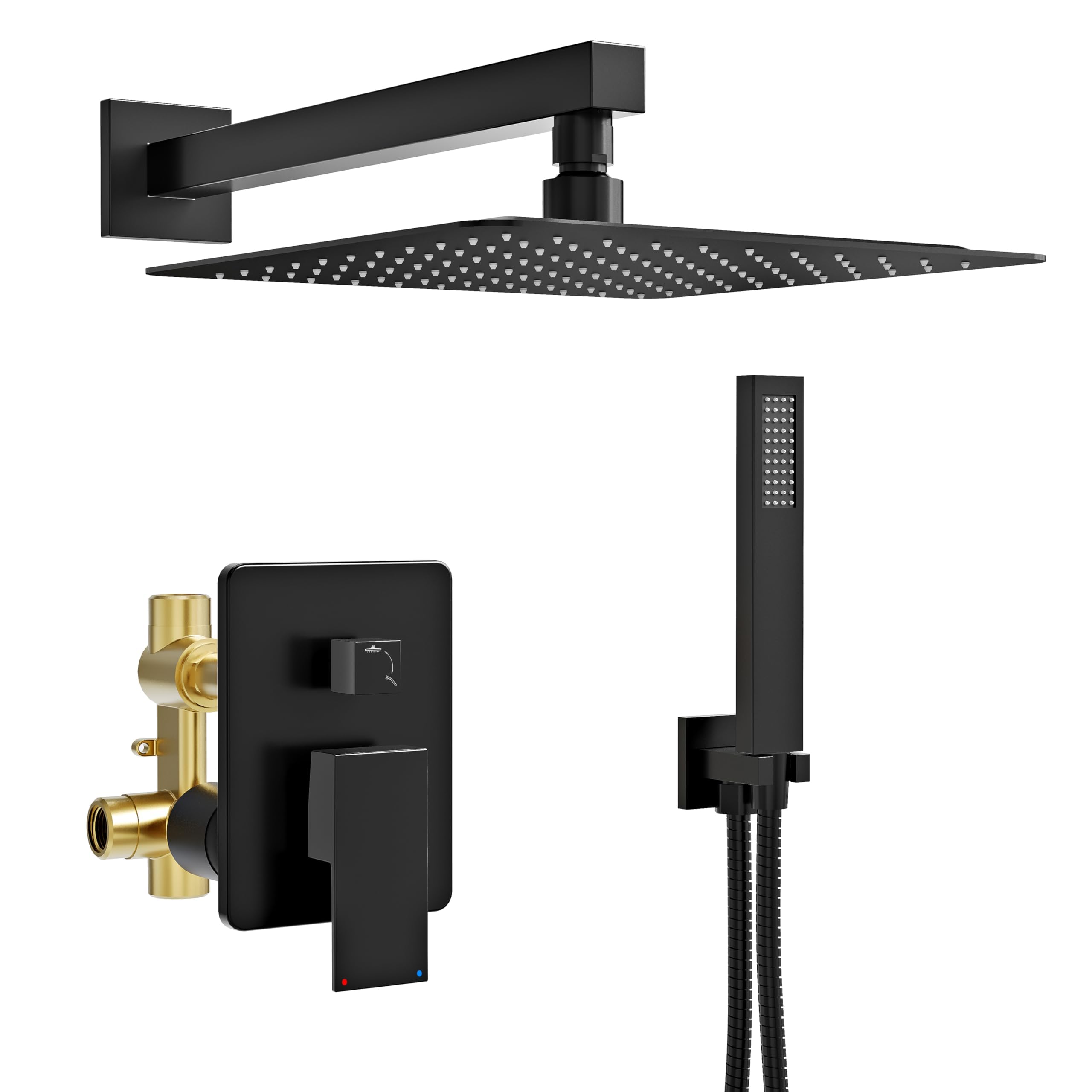 Kurpot black shower system rainhead 10-inch for spa-like rainfall experience