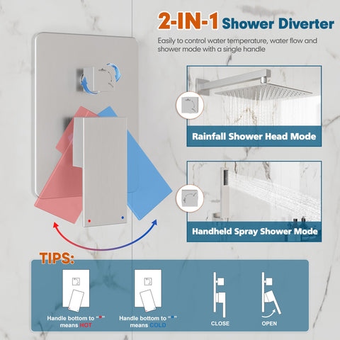 Kurpot brushed nickel shower head with durable stainless steel construction