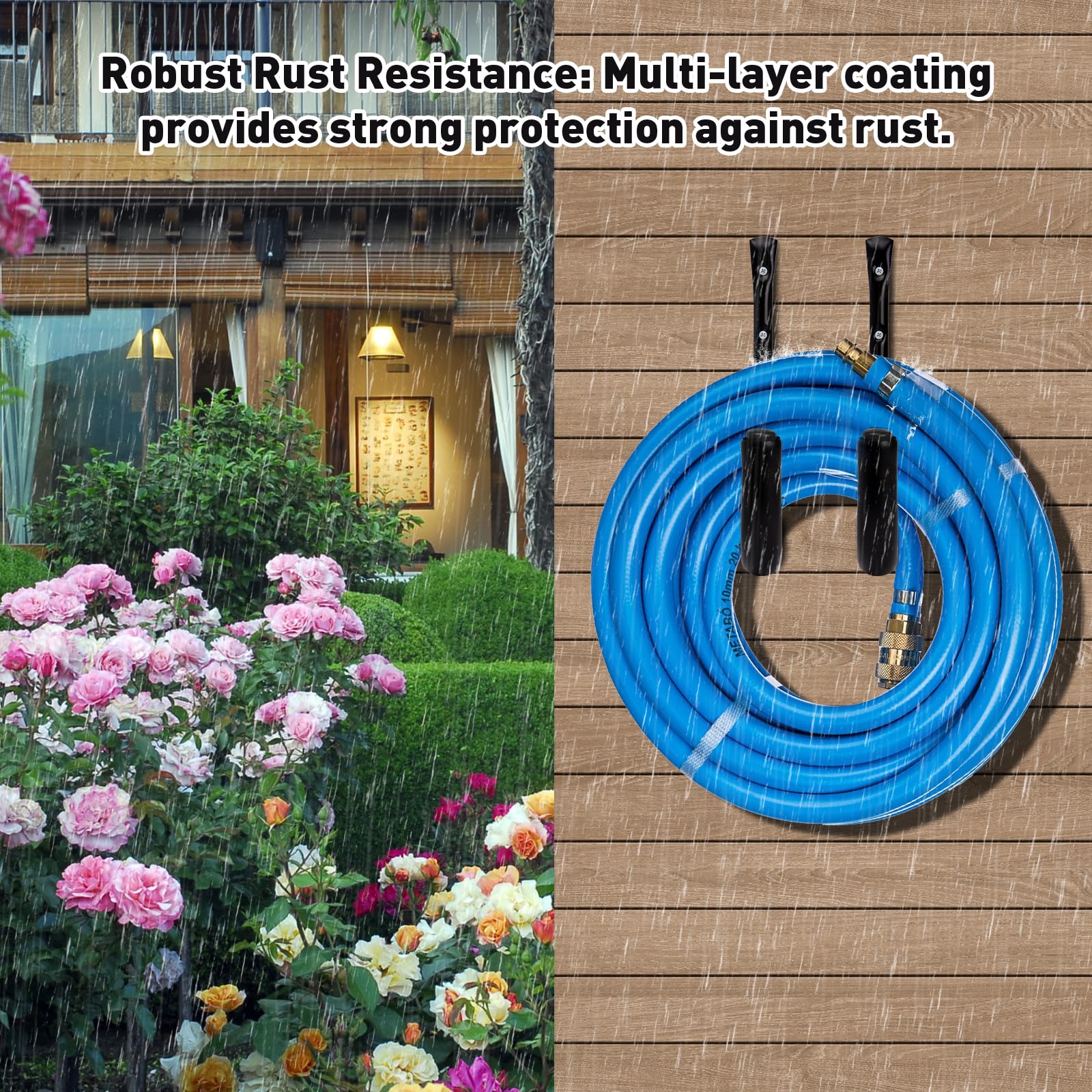 KURUI heavy-duty hose holder coated carbon steel resists rust