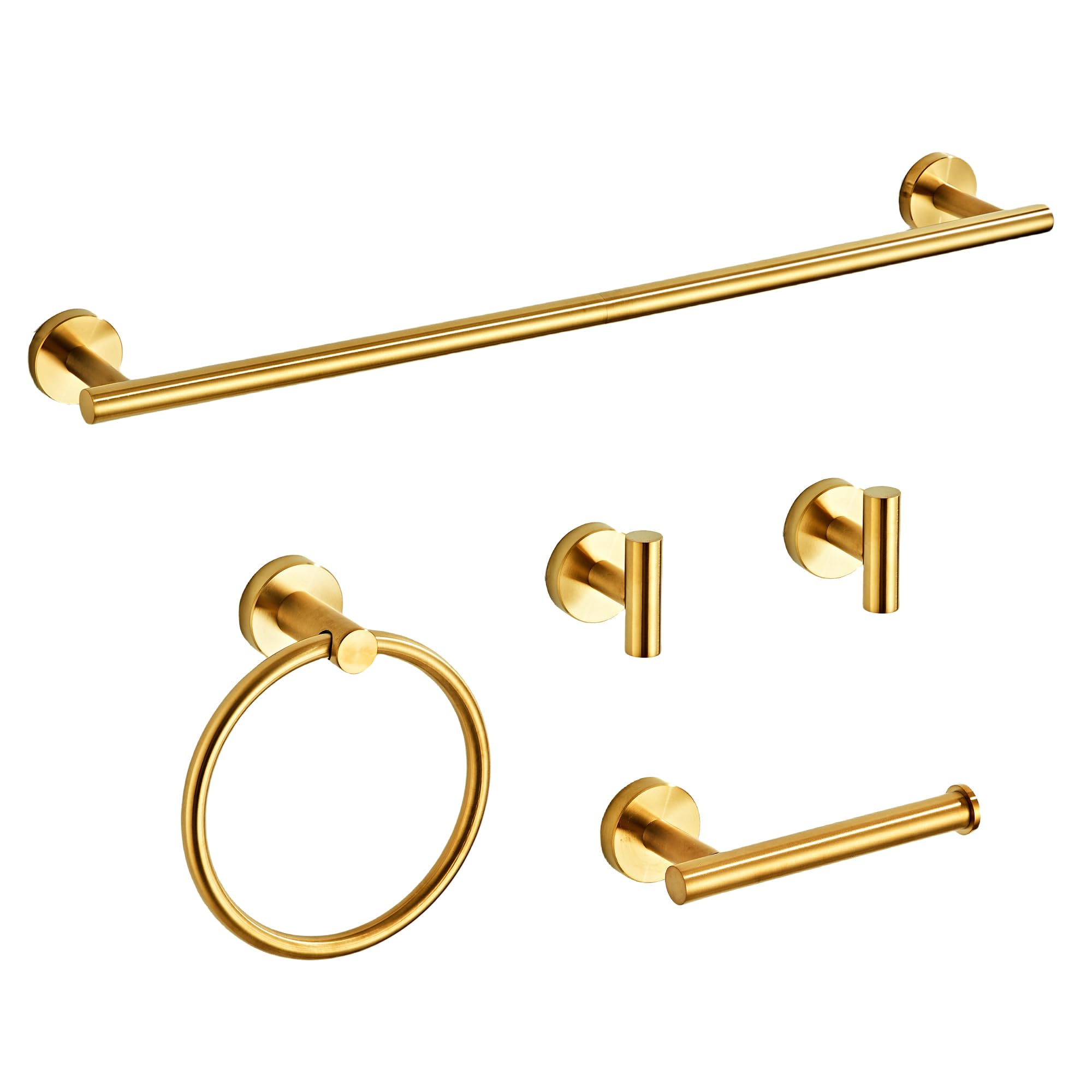 KUUBTH brushed gold 5-piece bathroom set box showing premium hardware for a stylish upgrade