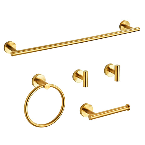 KUUBTH brushed gold 5-piece bathroom set box showing premium hardware for a stylish upgrade