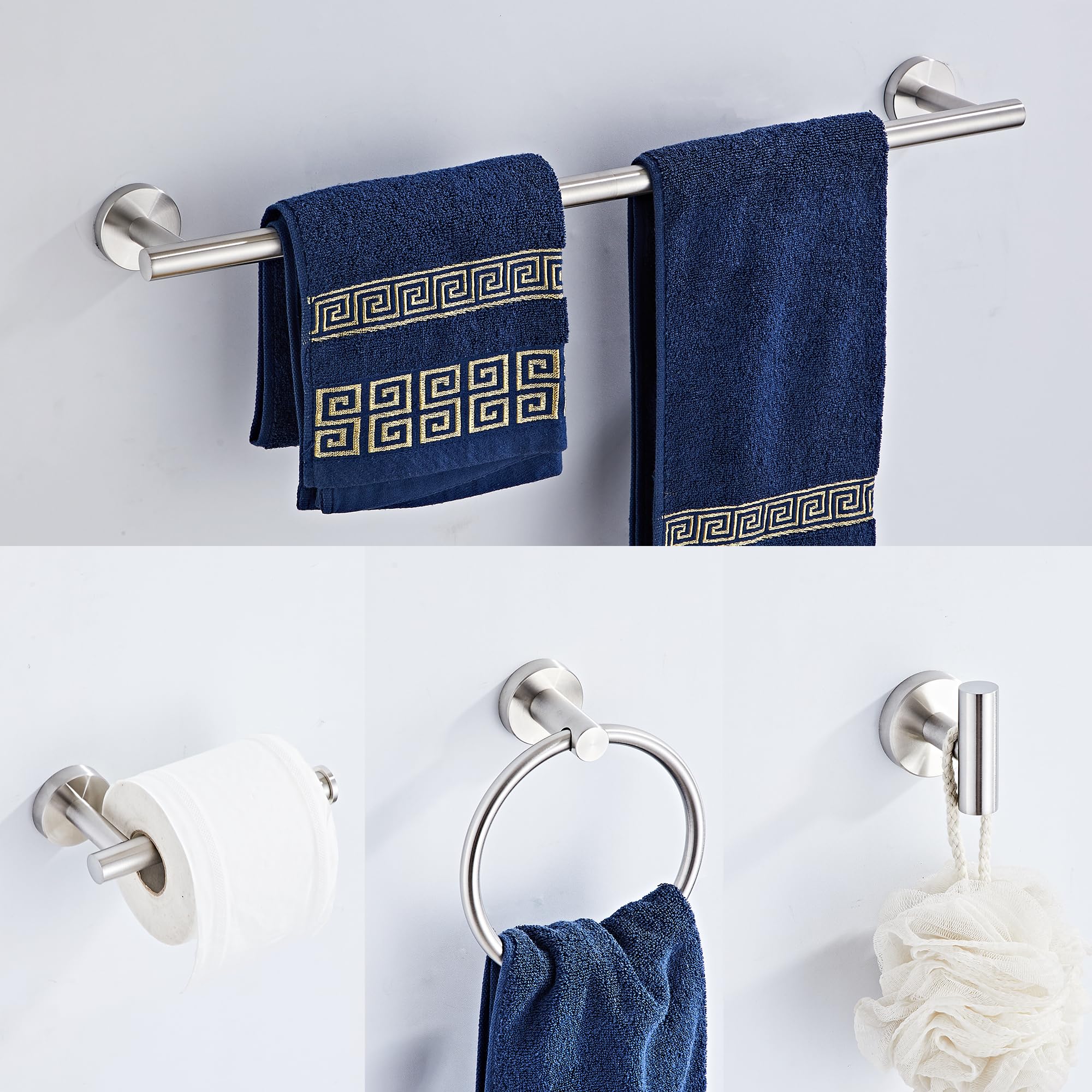 KUUBTH brushed nickel towel ring adds versatile hand-dry storage with modern styling