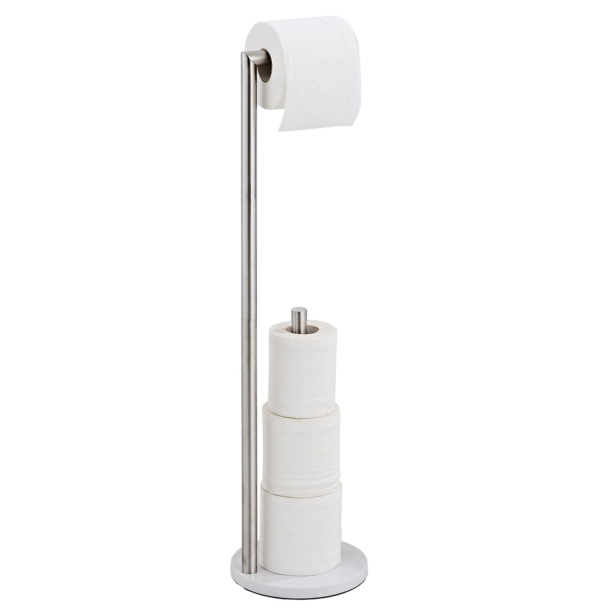 KUUBTH marble toilet paper holder stand adds elegant storage for bathroom rolls.