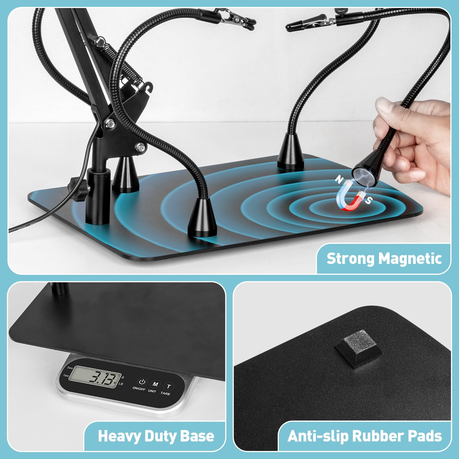 KUVRS solder station with 10X magnification aiding tiny component alignment.