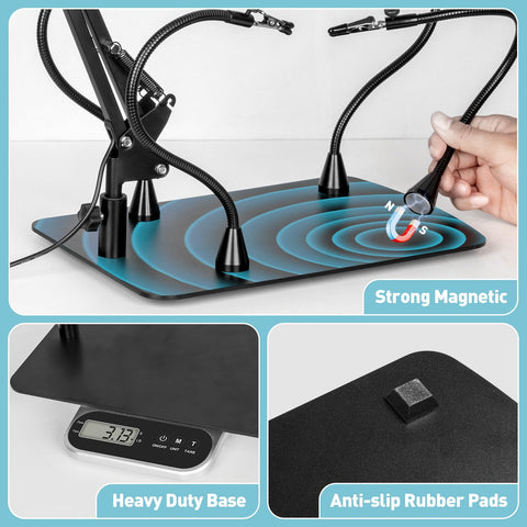 KUVRS solder station with 10X magnification aiding tiny component alignment.