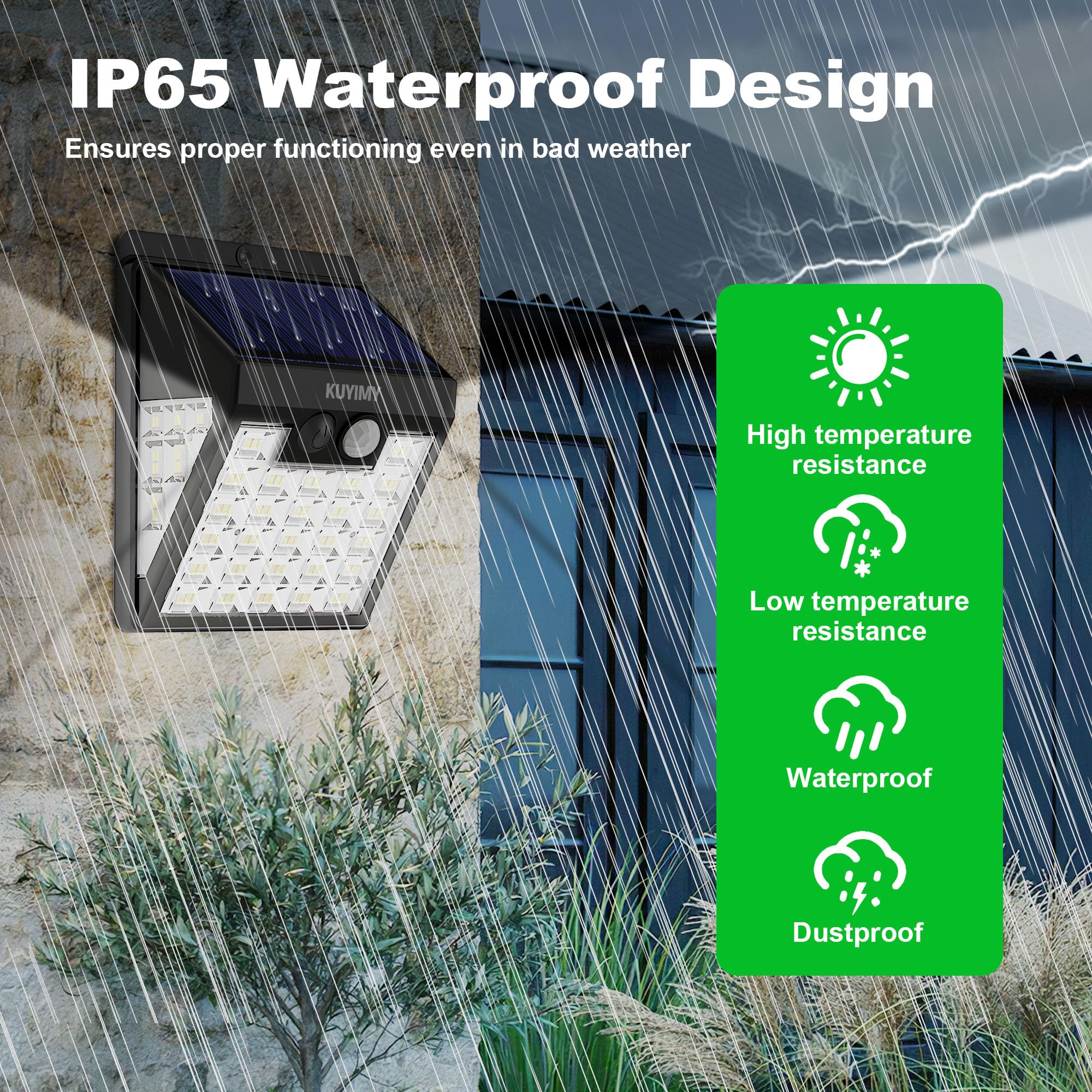 Kuyimy Solar Lights Outdoor easy-install setup with no wiring required
