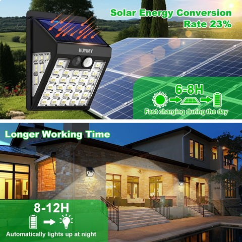 Kuyimy solar lights wide-angle coverage boosts outdoor brightness