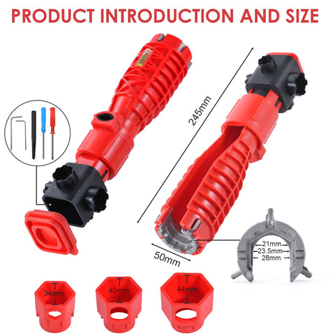 KUZIUA sink and faucet tool providing extra-long leverage in tight spaces.