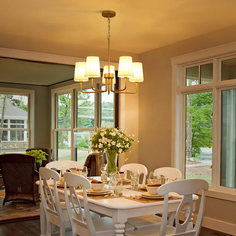 Kveosv five white fabric shades diffuse light softly