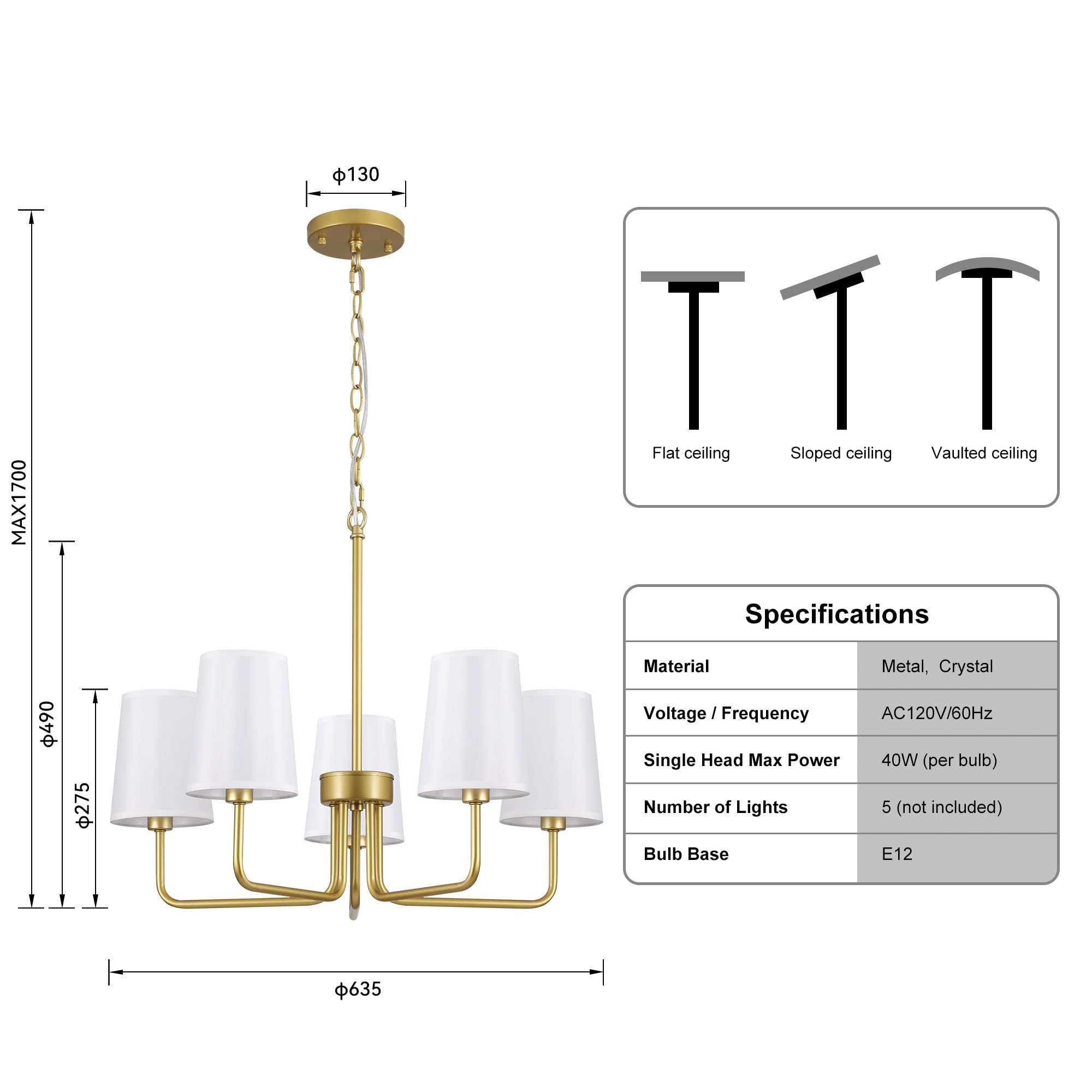 Kveosv height adjustable chain for flexible installation