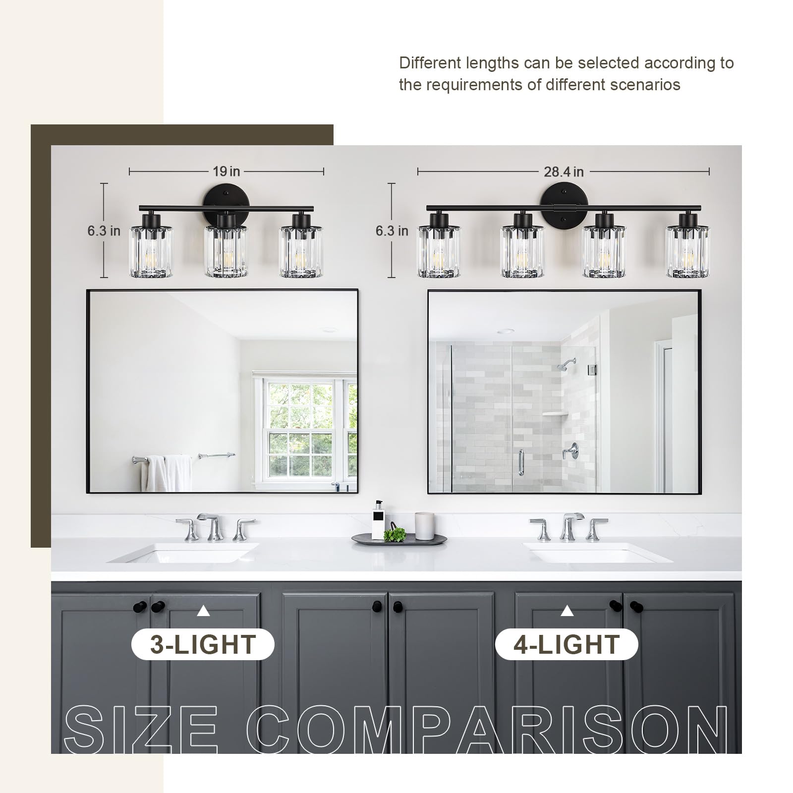 Kvhiiw 3-light bathroom fixture provides balanced illumination around the mirror.