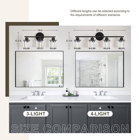 Kvhiiw 3-light bathroom fixture provides balanced illumination around the mirror.