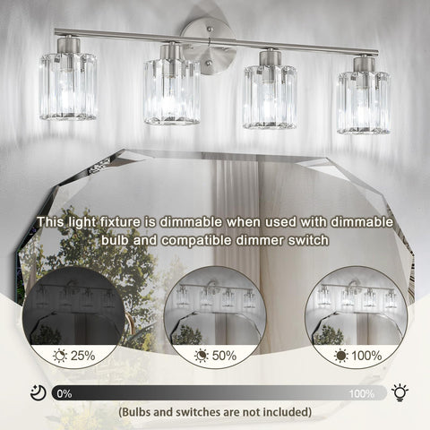 Kvhiiw brushed nickel crystal vanity light shade for a modern bathroom style