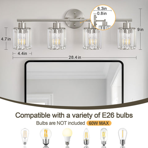 Kvhiiw crystal bathroom light fixture angled view showing crystal facets for a luxe look