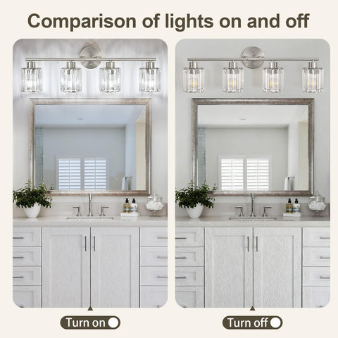 Kvhiiw crystal bathroom light with dimensions for accurate mounting above a mirror