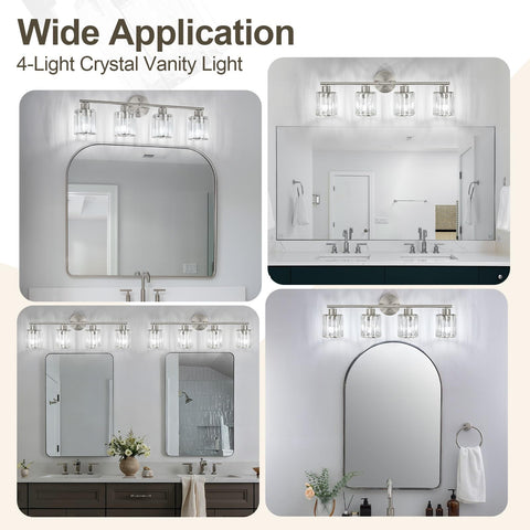 Kvhiiw crystal bathroom light over the mirror reflecting soft light onto surfaces