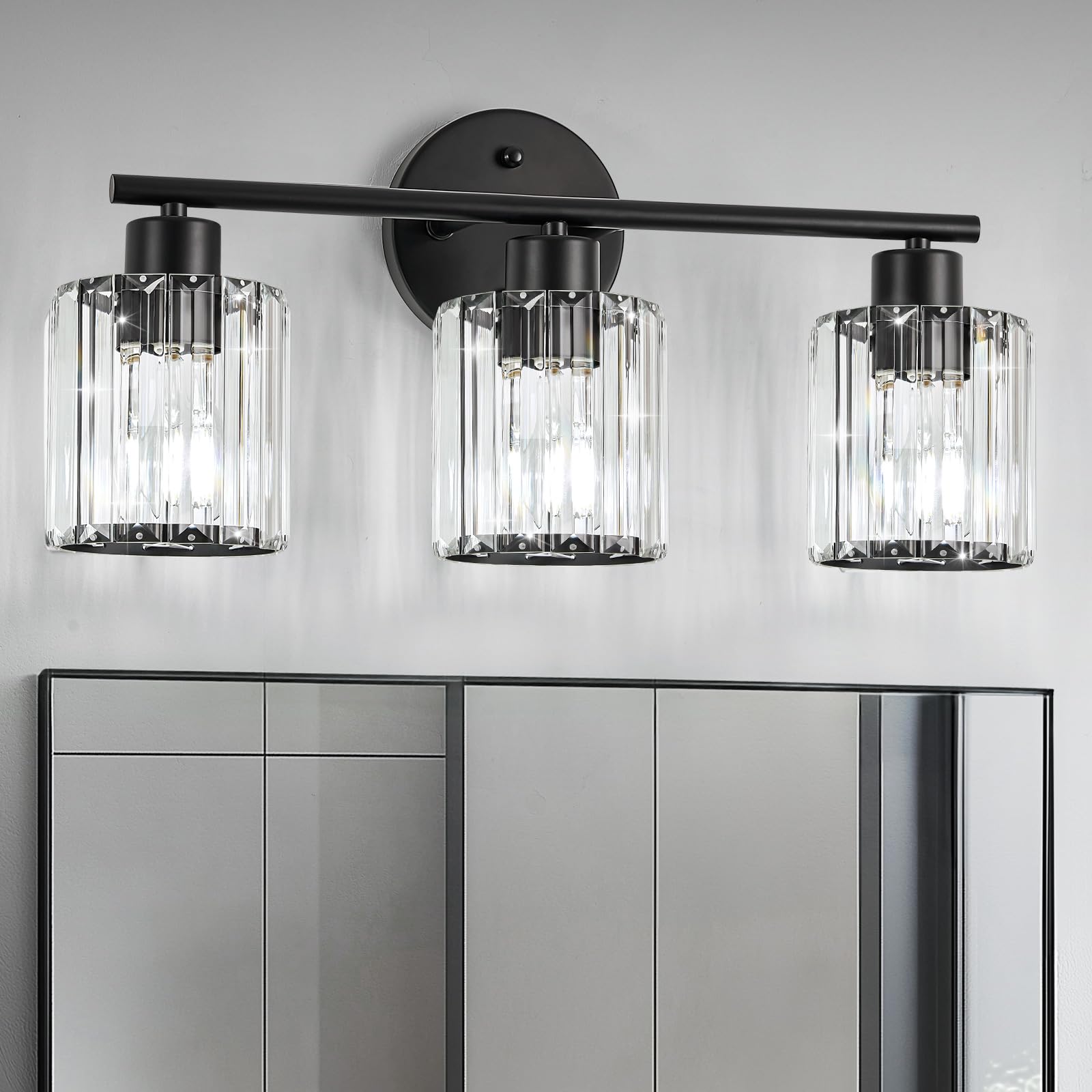 Kvhiiw crystal bathroom light with triangle shade brightens mirrors with crystal elegance.