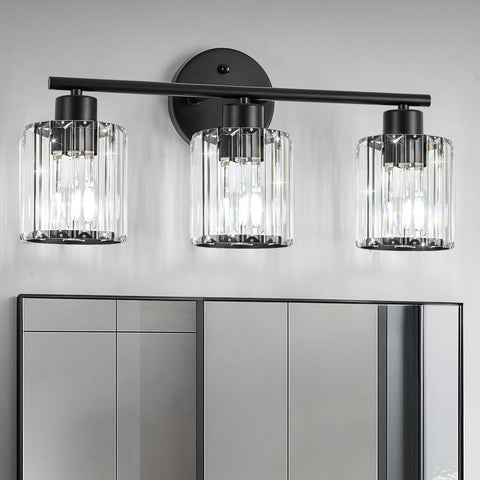 Kvhiiw crystal bathroom light with triangle shade brightens mirrors with crystal elegance.