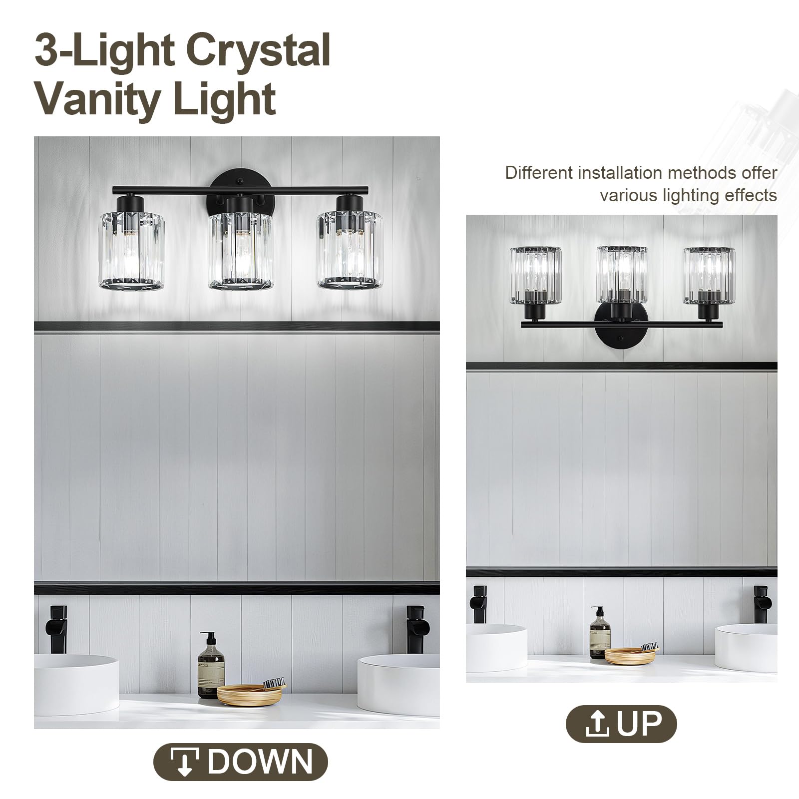 Kvhiiw crystal lighting for restroom adds elegance and clarity.