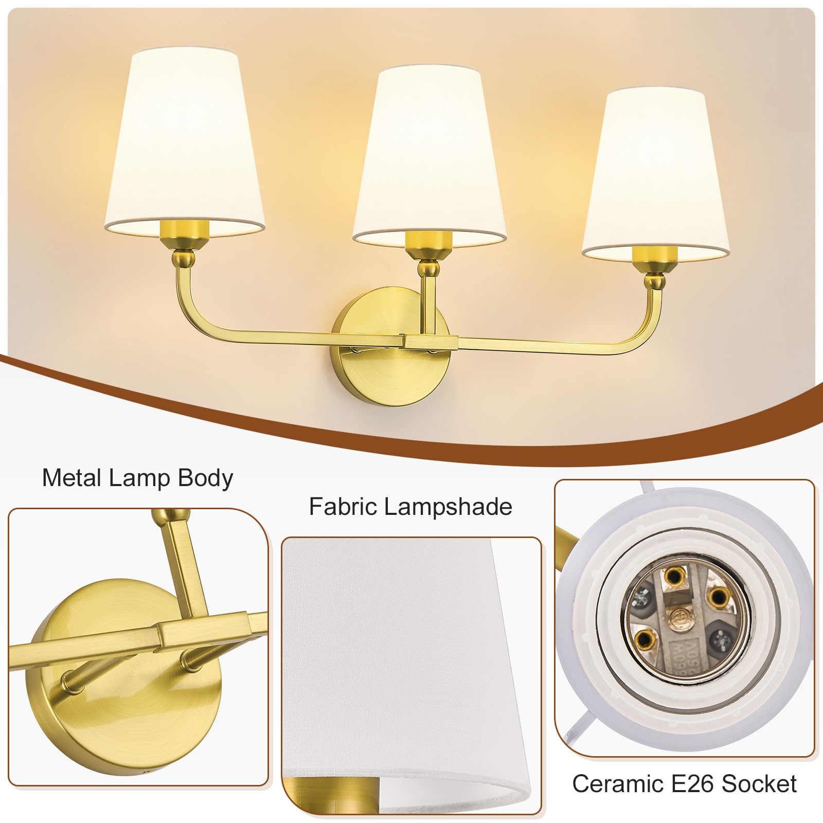 Kvhiiw ETL-certified E26 socket supports LED, CFL, or incandescent bulbs.