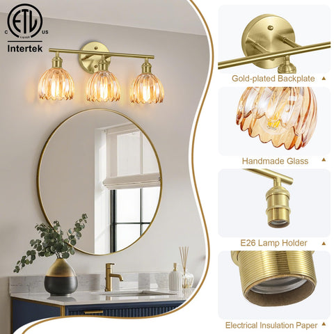 Kvhiiw gold finish vanity light arm adds refined glow above mirror