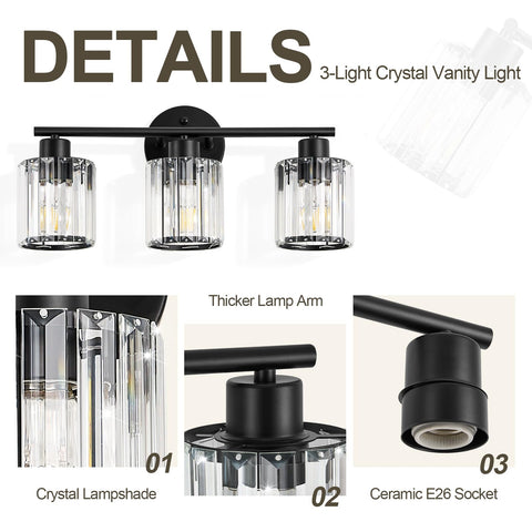 Kvhiiw mirror-ready fixture complements bathroom décor with premium crystals.