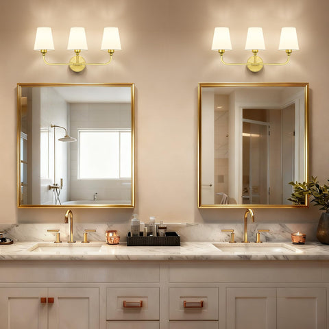 Kvhiiw wall-mount backplate in brushed gold complements modern or vintage bathroom decor.