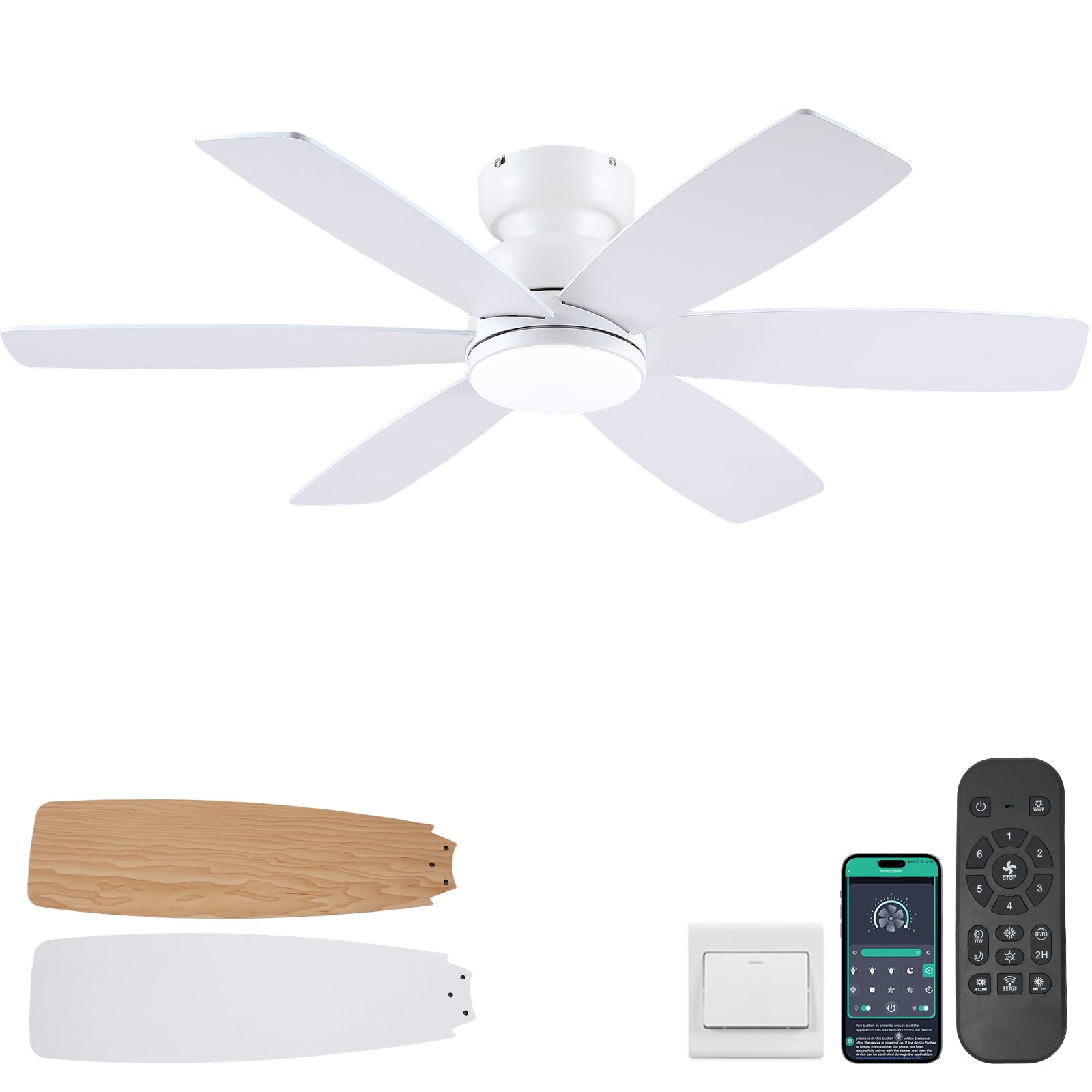 Kviflon 46-inch ceiling fan with lights and remote for versatile cooling and illumination.