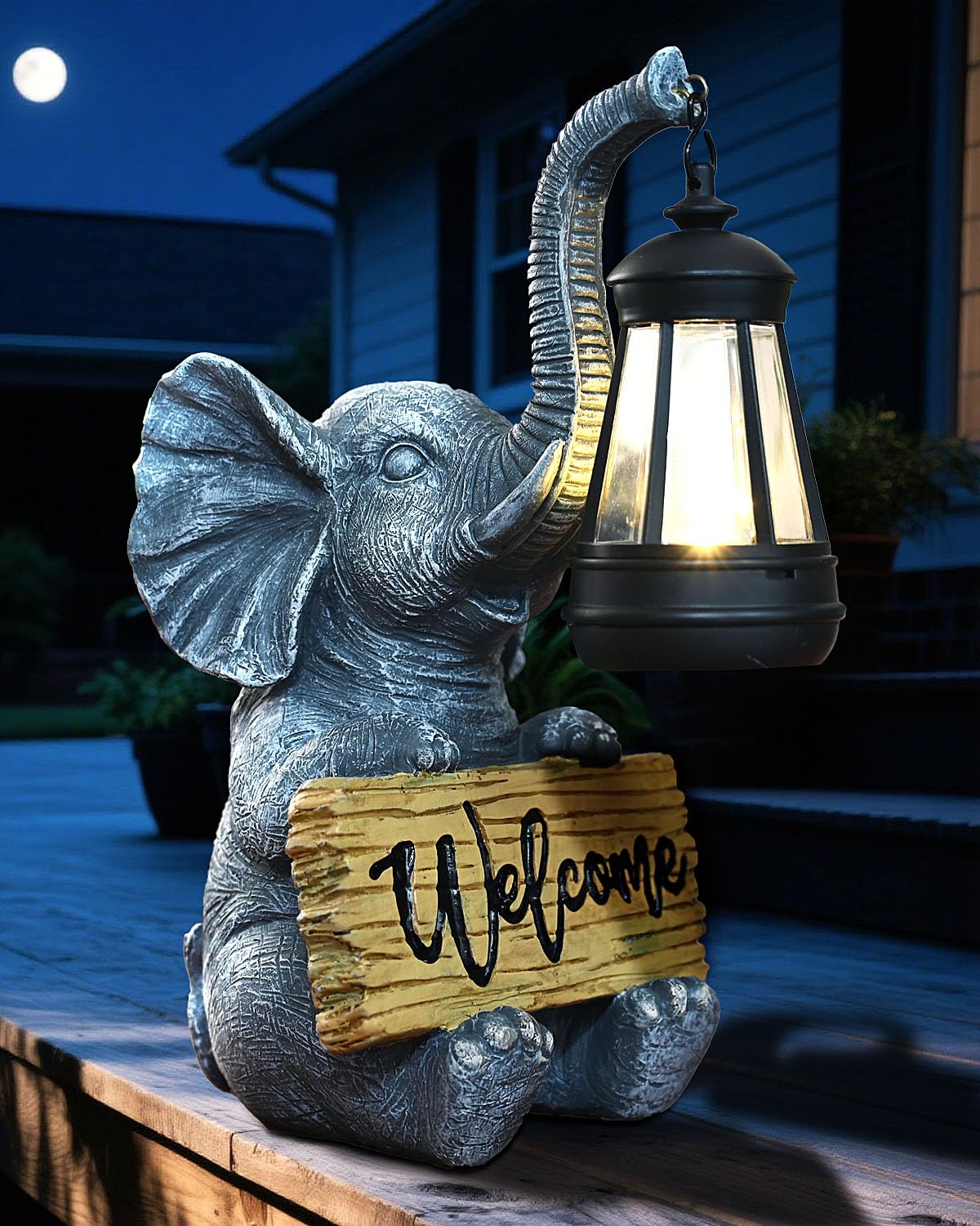 KVR Solar Elephant Garden Light for inviting patio illumination.