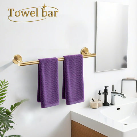 Kwanicas brushed gold bath hardware set, complete six-piece kit