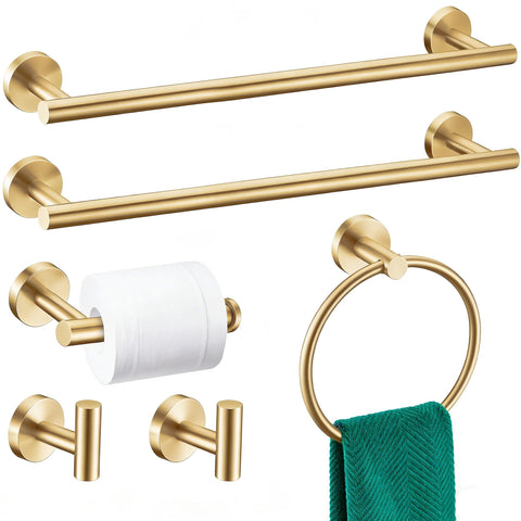 Kwanicas brushed gold bath towel bar, 23 inches, stylish and rust-resistant