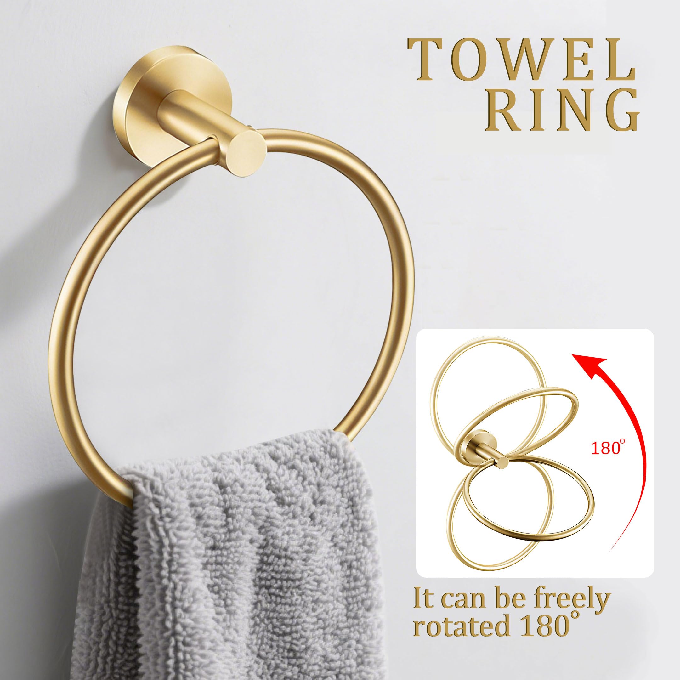 Kwanicas brushed gold toilet paper holder, 6.5 inches, keeps paper tidy