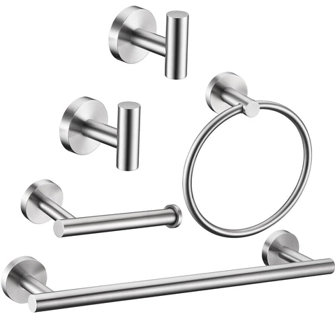 Kwanicas brushed nickel towel bar 16-inch enhances bathroom organization and style.